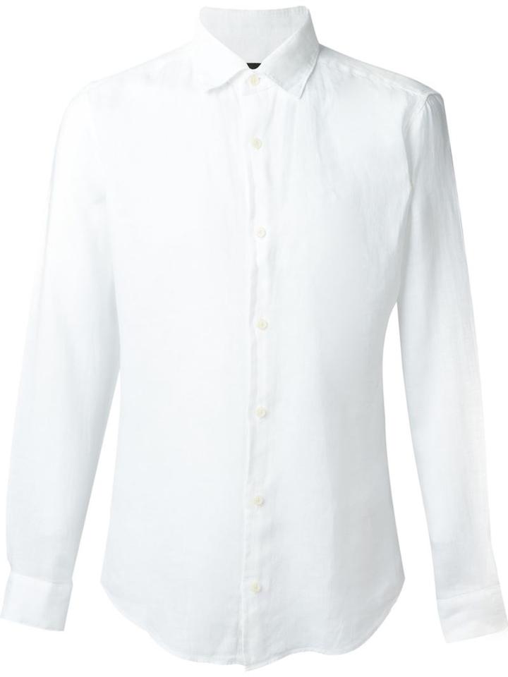 Z Zegna Plain Shirt, Men's, Size: Xl, White, Linen/flax