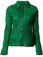 Giorgio Brato Wrinkled Leather Jacket, Women's, Size: 46, Green, Leather