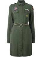 Just Cavalli Patched Military Dress, Women's, Size: 44, Green, Polyester/lyocell/viscose