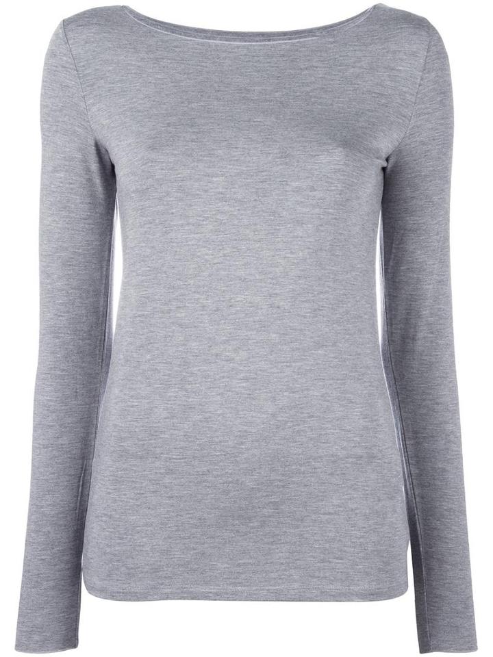 Majestic Filatures Round Neck Knit Blouse, Women's, Size: 4, Grey, Viscose/spandex/elastane