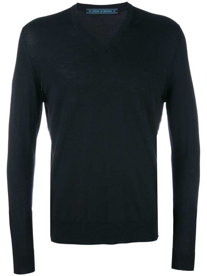 Kiton - V-neck Jumper - Men - Wool - Xl, Black, Wool