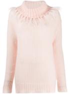 Twin-set Fringed Rollneck Sweater - Pink