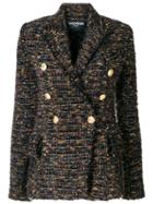 Balmain Button-embellished Tweed Blazer - Brown