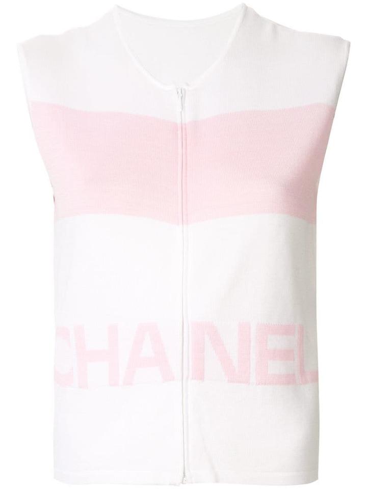 Chanel Pre-owned Sleeveless Logo Top - White