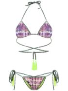 Janiero Printed Triangle Bikini Set, Women's, Size: G, Pink/purple, Polyamide/elastodiene