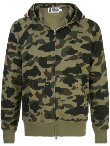 Bape 1st Camo Zip-front Shark Hoodie - Green