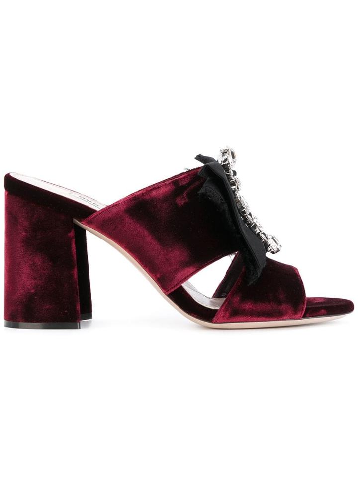 Miu Miu Embellished Mules - Bordeaux