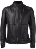 Boss Hugo Boss Round Collar Biker Jacket, Men's, Size: 56, Black, Lamb Skin/polyester