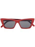 Saint Laurent Eyewear Red Pointed Rectangle Sunglasses