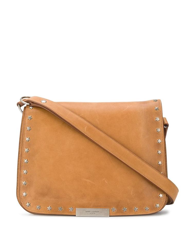 Saint Laurent Star Studded Shoulder Bag - Brown