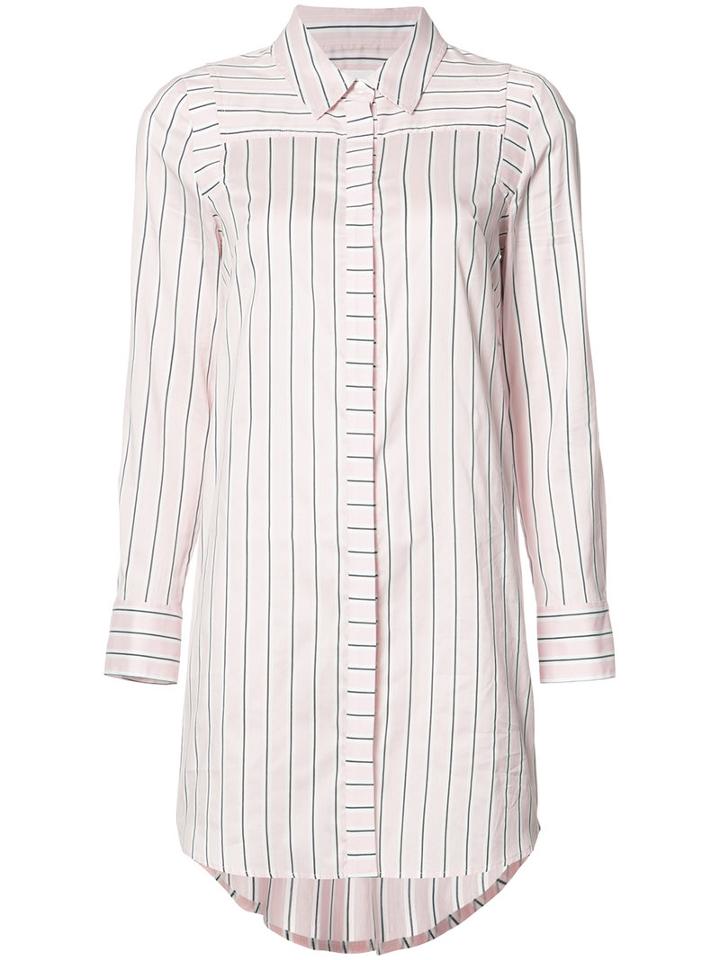 Milly Striped Shirt Dress, Women's, Size: 2, Pink/purple, Cotton/silk