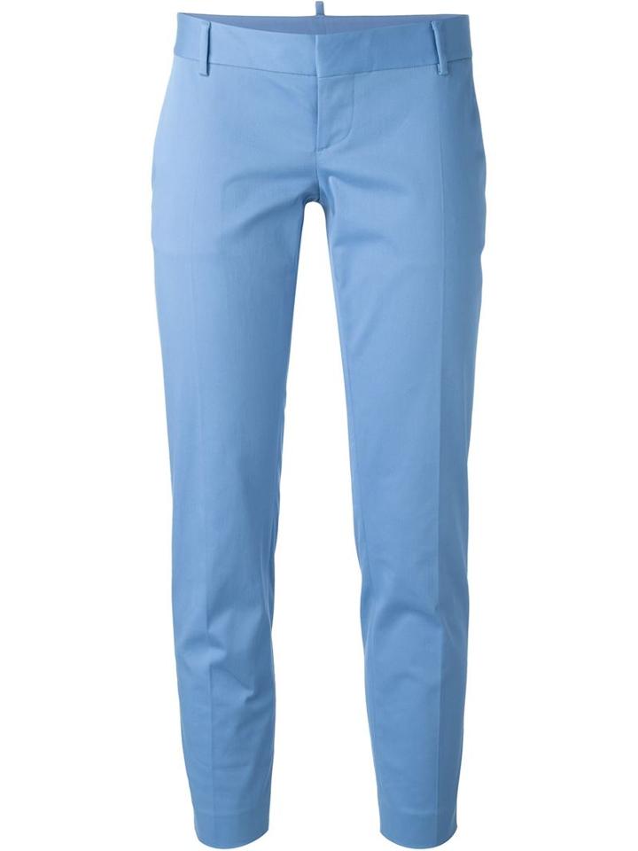 Dsquared2 Slim Fit Trousers, Women's, Size: 42, Blue, Polyester/cotton/spandex/elastane