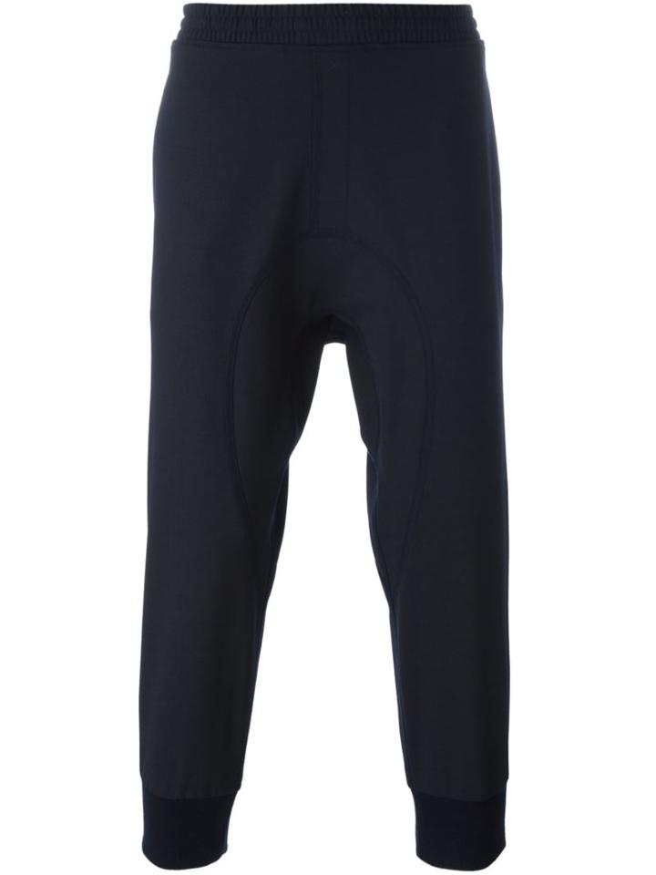 Neil Barrett Gathered Ankle Track Pants, Men's, Size: 46, Blue, Cotton/acrylic/polyamide/virgin Wool