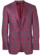 Canali Checked Print Jacket - Red
