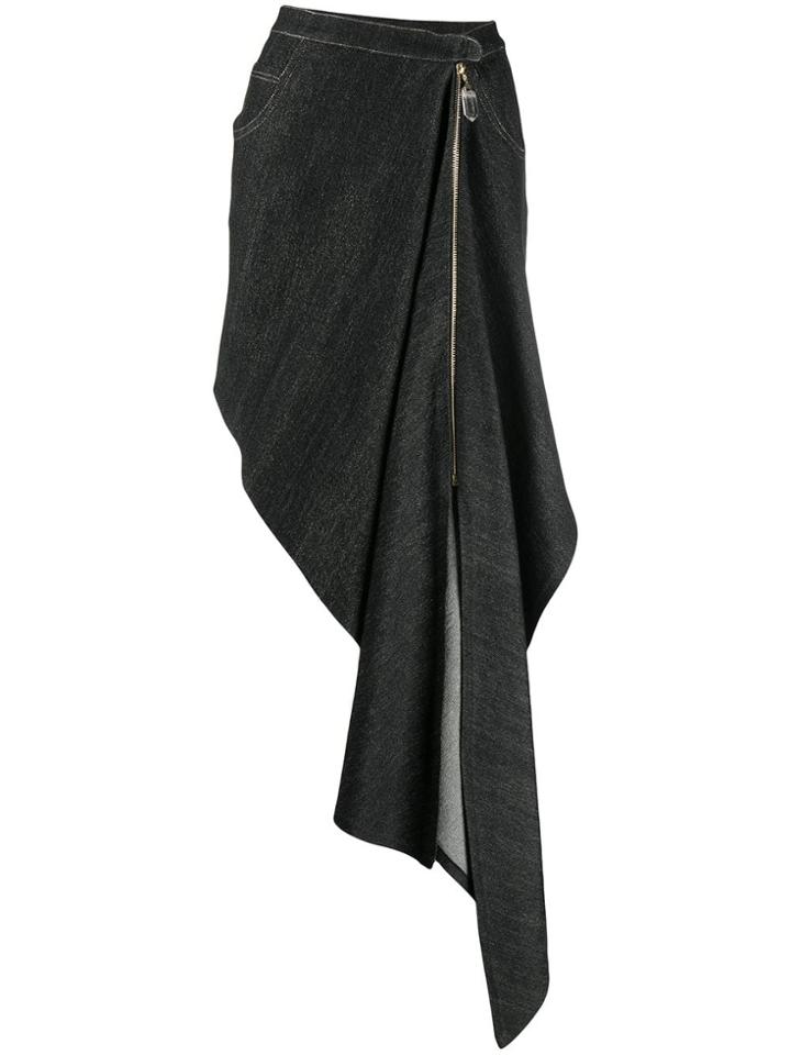 Atu Body Couture Draped Denim Skirt - Black