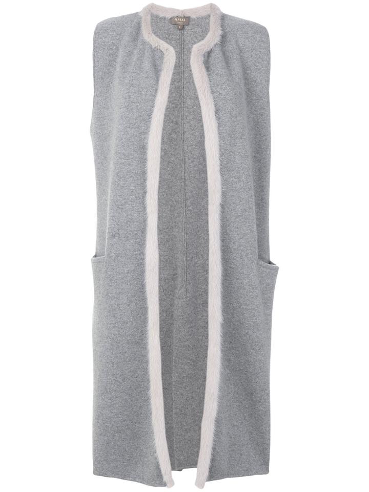 N.peal Fur Trim Waistcoat - Grey