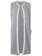 N.peal Fur Trim Waistcoat - Grey