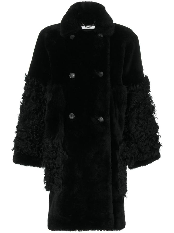 Desa Collection Double Breasted Fur Coat - Black