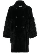 Desa Collection Double Breasted Fur Coat - Black