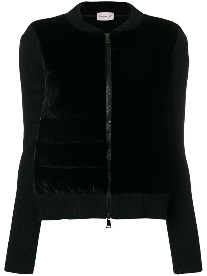 Moncler Velvet Front Knitted Jacket - Black
