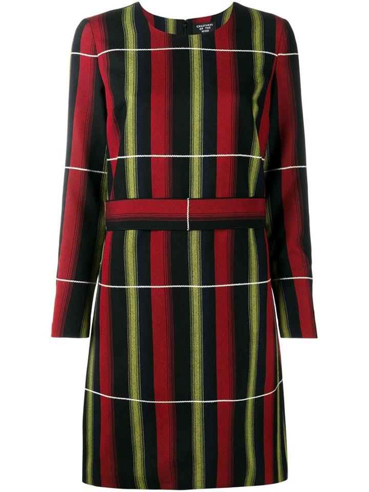 Creatures Of The Wind Striped Longsleeved Dress, Women's, Size: 2, Red, Virgin Wool