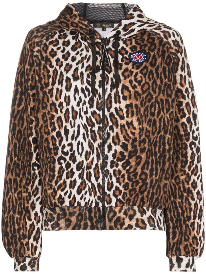 Versace Leopard Print Hoodie - Brown