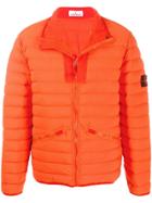 Stone Island Logo Patch Padded Jacket - Orange