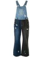 Sjyp Multi Tone Overall Denim Pants - Blue