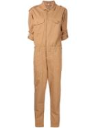 Closed Chest Pocket Jumpsuit, Women's, Size: S, Nude/neutrals, Cotton