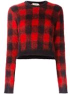 No21 Checked Cropped Jumper, Women's, Size: 42, Red, Polyamide/mohair/wool