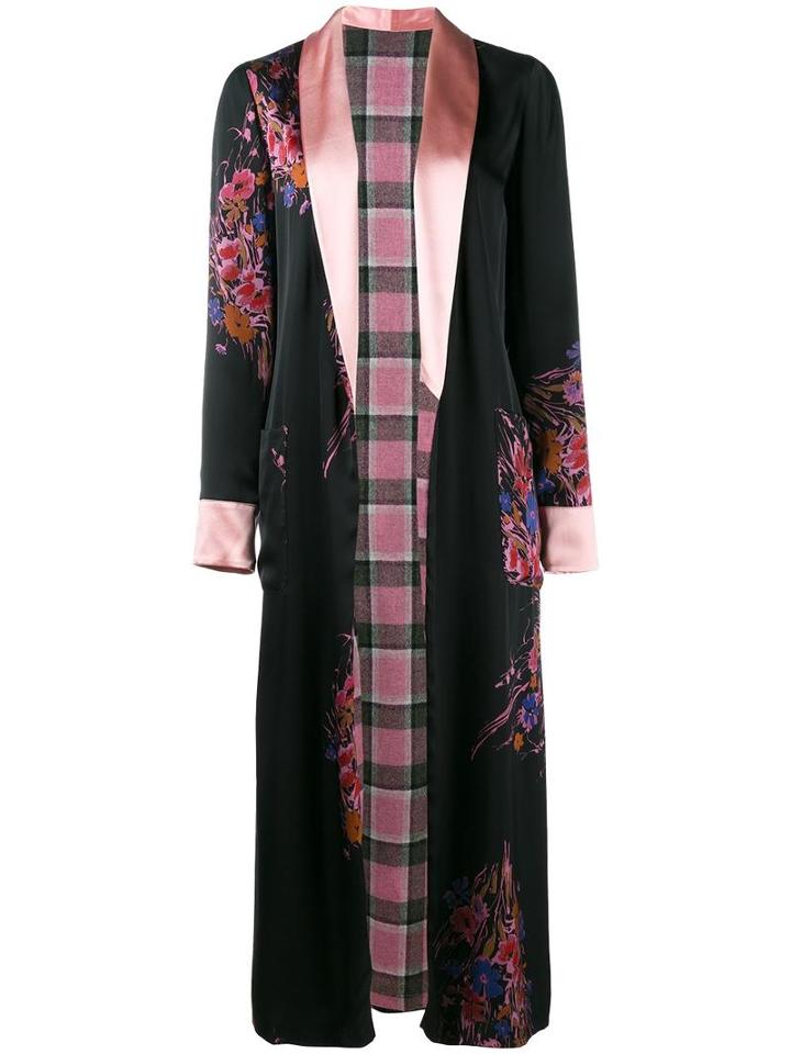 Etro Floral Print Kimono Coat, Women's, Size: 48, Black, Viscose/silk/wool/polyamide