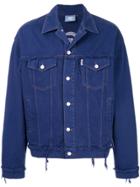Andrea Crews Distressed Buttoned Jacket - Blue