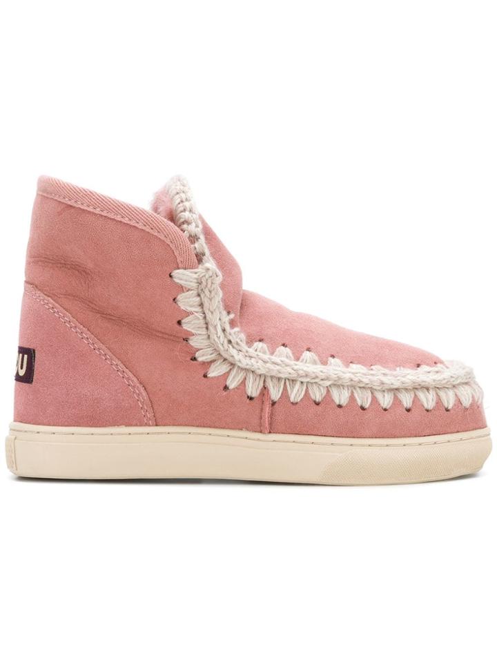 Mou Whipstitched Ankle Boots - Pink & Purple