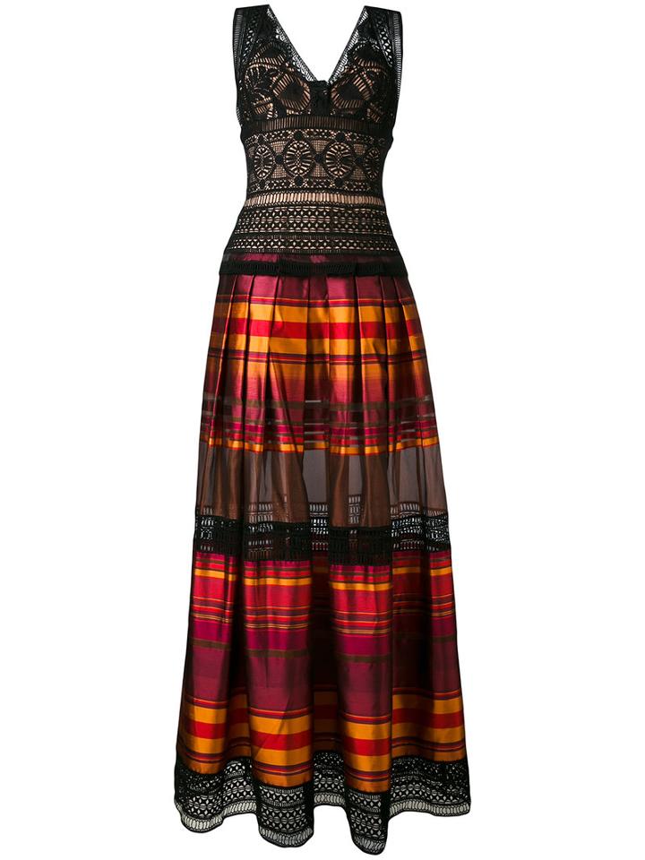 Alberta Ferretti - Striped Maxi Dress - Women - Silk/cotton/polyamide/acetate - 42, Black, Silk/cotton/polyamide/acetate