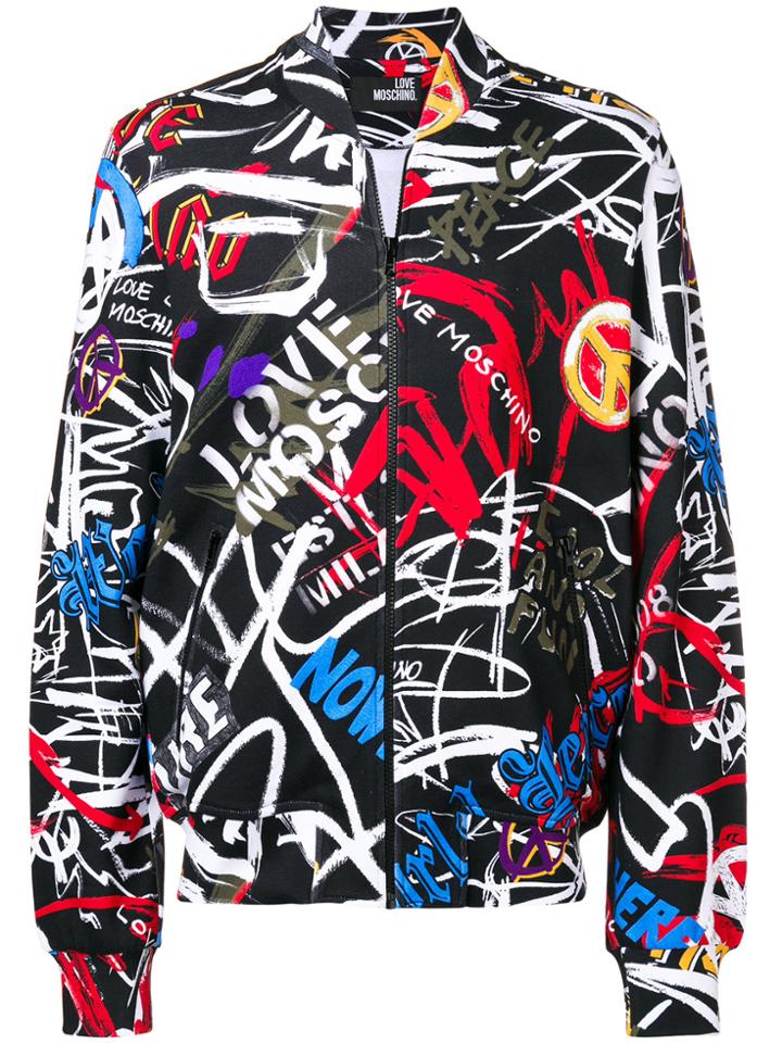 Love Moschino All-over Pattern Bomber Jacket - Black