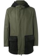 Fendi Shearling Panel Hooded Jacket - Green