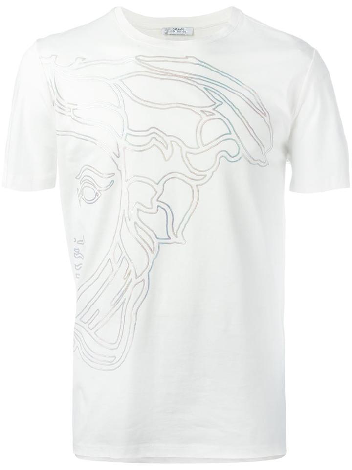 Versace Collection Printed T-shirt, Men's, Size: Small, White, Cotton