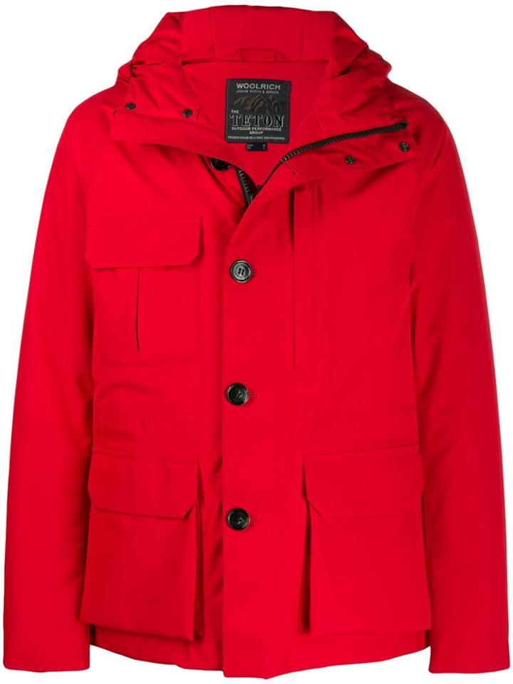Woolrich Short Hooded Coat - Red