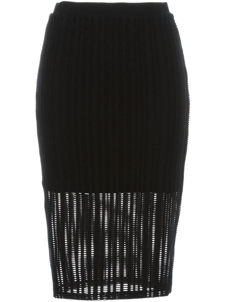 T By Alexander Wang Perforated Midi Skirt - Black