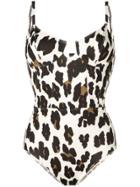 Solid & Striped Leopard-print Swimsuit - Neutrals