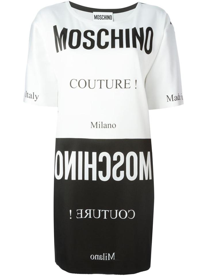 Moschino Logo Print T-shirt Dress, Women's, Size: 36, White, Acetate/rayon/other Fibres
