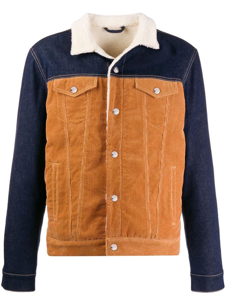 Les Hommes Urban Colour Blocked Shirt Jacket - Blue