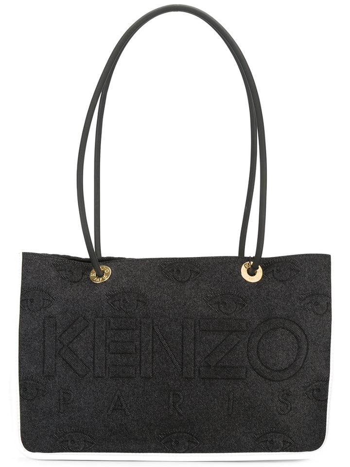 Kenzo Logo Embossed Tote, Women's, Black, Polyester/spandex/elastane/rayon