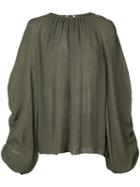 Rochas Ruched Sleeve Blouse - Green