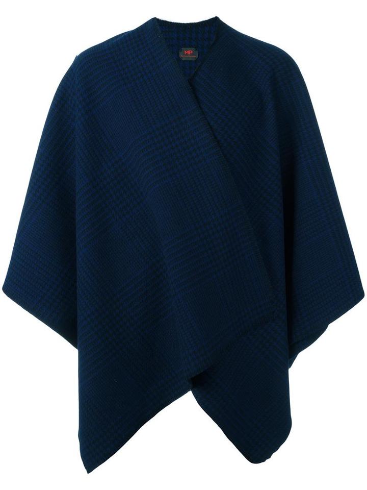 Mp Massimo Piombo Checkered Short Poncho, Men's, Wool