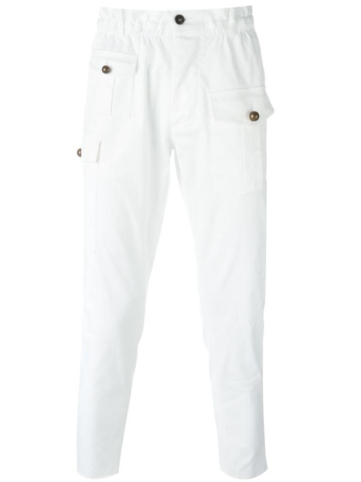 Dsquared2 Cargo Trousers, Men's, Size: 46, White, Cotton/spandex/elastane/polyester