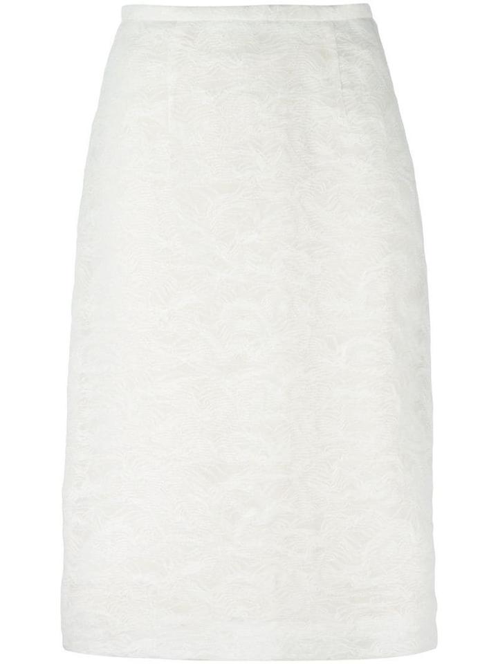 Jean Louis Scherrer Pre-owned Embroidered Pencil Skirt - White