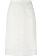 Jean Louis Scherrer Pre-owned Embroidered Pencil Skirt - White