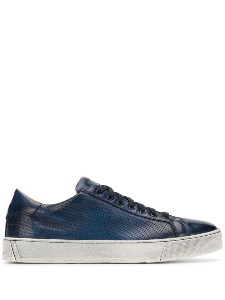 Santoni Punchhole Panel Sneakers - Blue