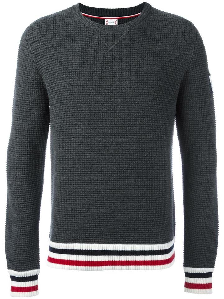 Moncler Gamme Bleu Contrast Hem Jumper, Men's, Size: Large, Grey, Virgin Wool